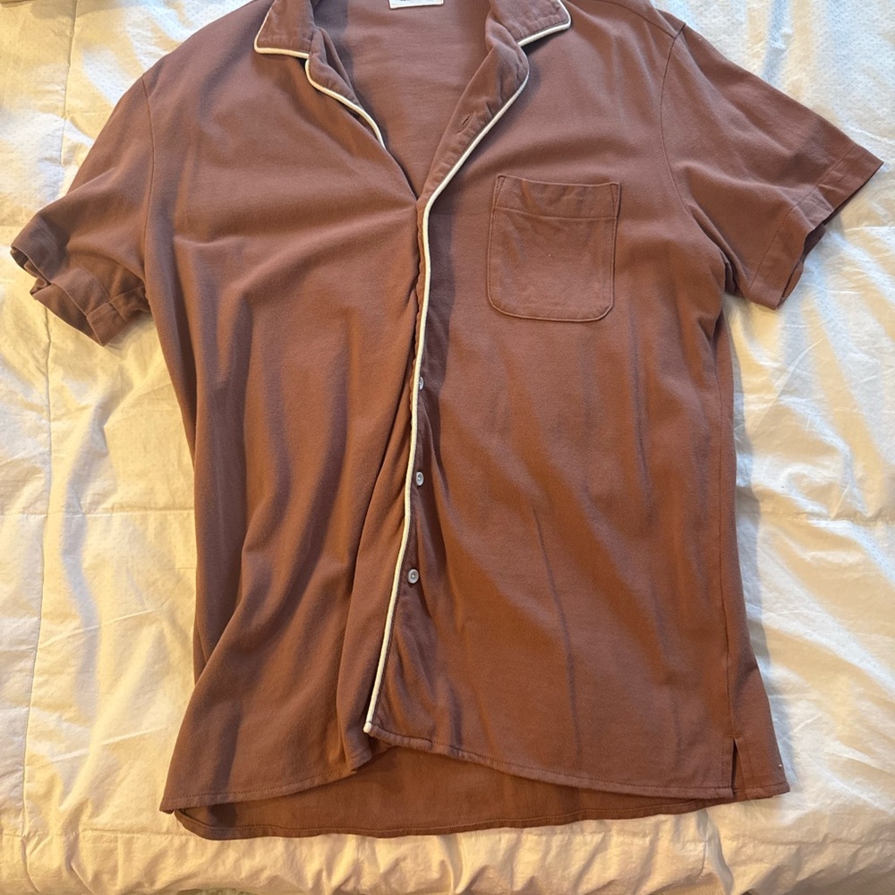 Men's Brown Short Sleeve Shirt